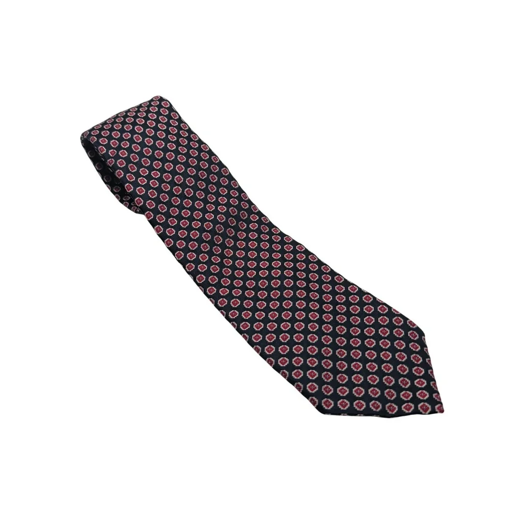 Brooks Brothers Tie Mens Navy Red Medallion Geometric Silk Italian Fabric